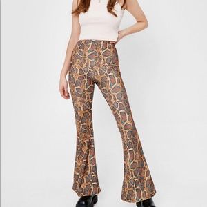 Nasty Gal Snakeskin Flare pants
